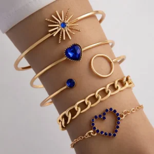 ensemble de Bracelets bleu pierre géométrique