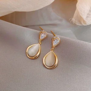 Boucles d’oreilles en perle géométrique s925 argent zircon