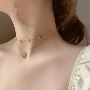 collier en plaqué argent brillant double couche