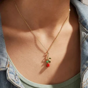 plaqué or collier charme en forme de fleur