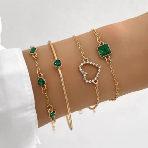 Ensemble de bracelets vert fascinant 04 pcs