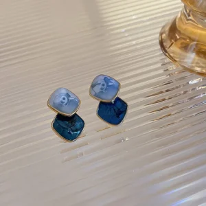 Mode perle géométrique en boucles d'oreilles s925 argent