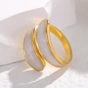 Bague en acier inoxydable vintage, forme géométrique, 18 carats