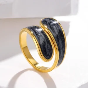 Bague en acier inoxydable vintage, forme géométrique, 18 carats